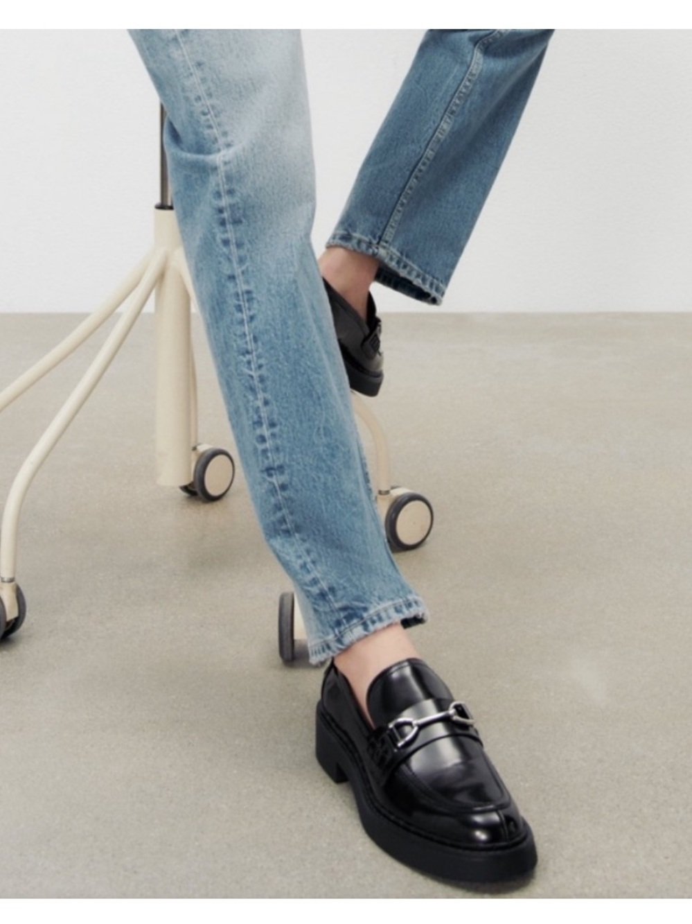 Zara chunky Lug Sole Horsebit Loafers Black Shoes size Women’s US 6.5 (37)